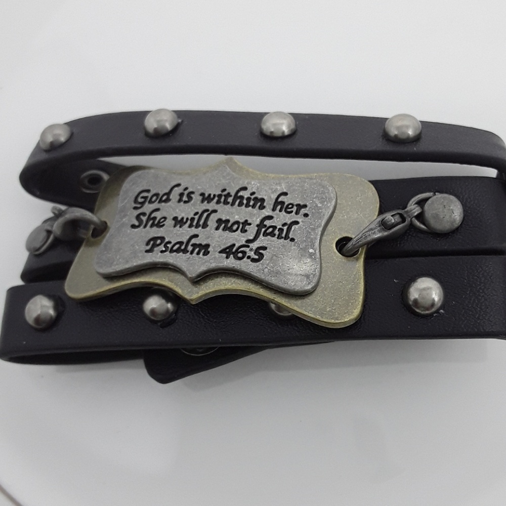 God is Within Her Leather Wrap Bracelet - Picture 2 of 4
